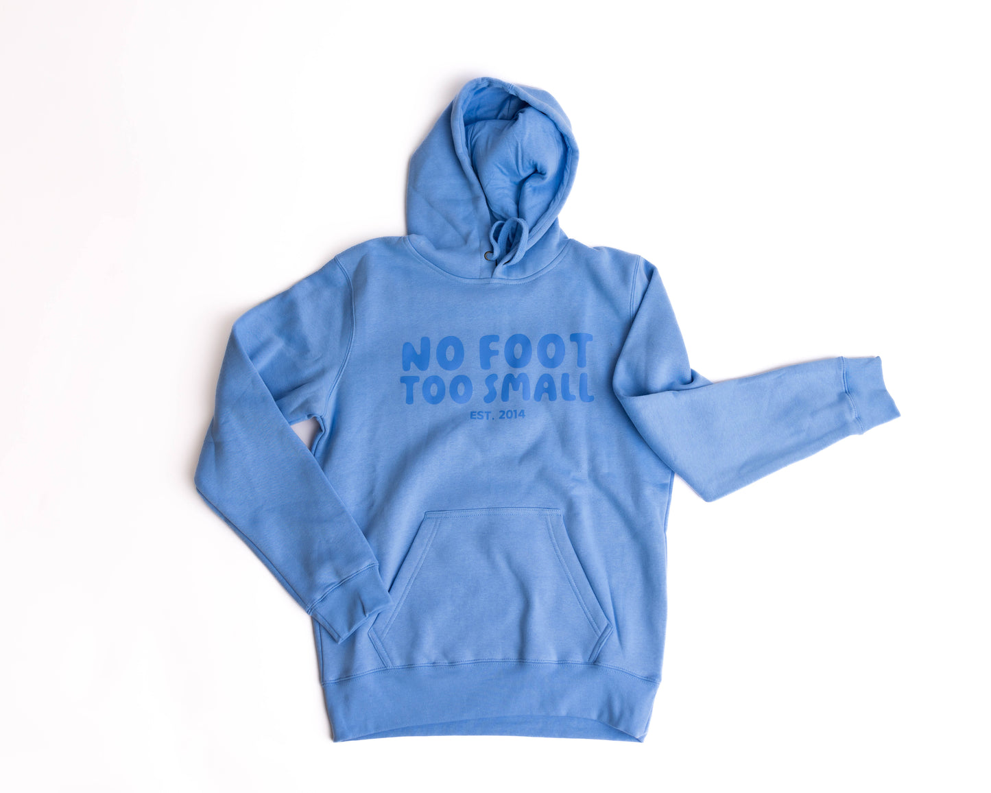 No Foot Too Small-Women's Hooded Sweatshirt(Bubble Letter) Carolina Blue