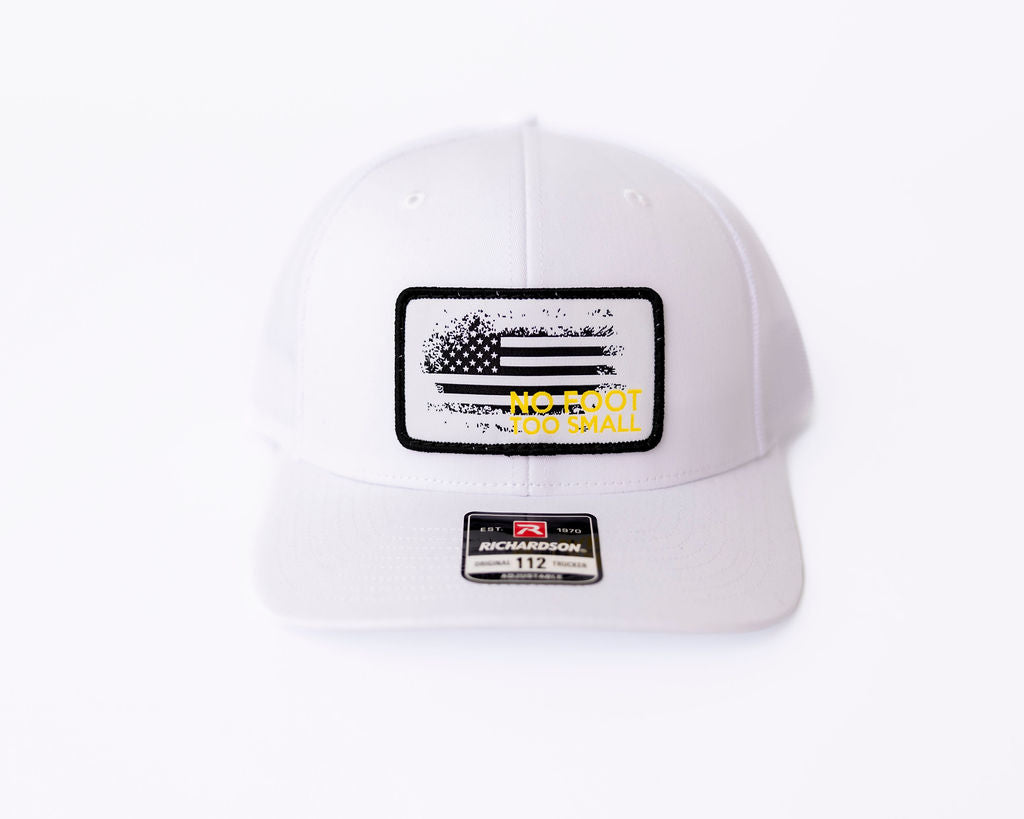 Trucker Hat- White w/ flag