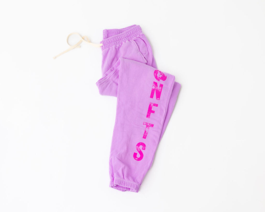 Lightweight Fleece Sweatpants- Neon Violet