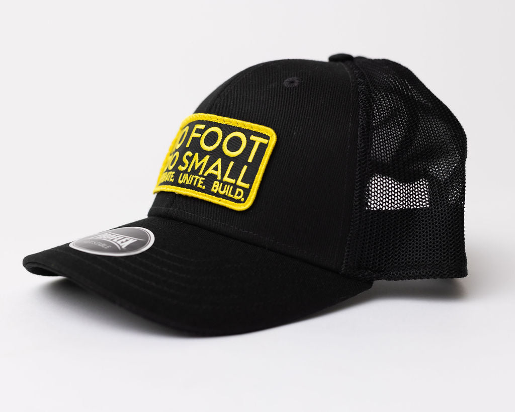 Trucker Hat- Black (yellow patch)