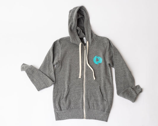 Full-Zip Gray Hooded Sweatshirt